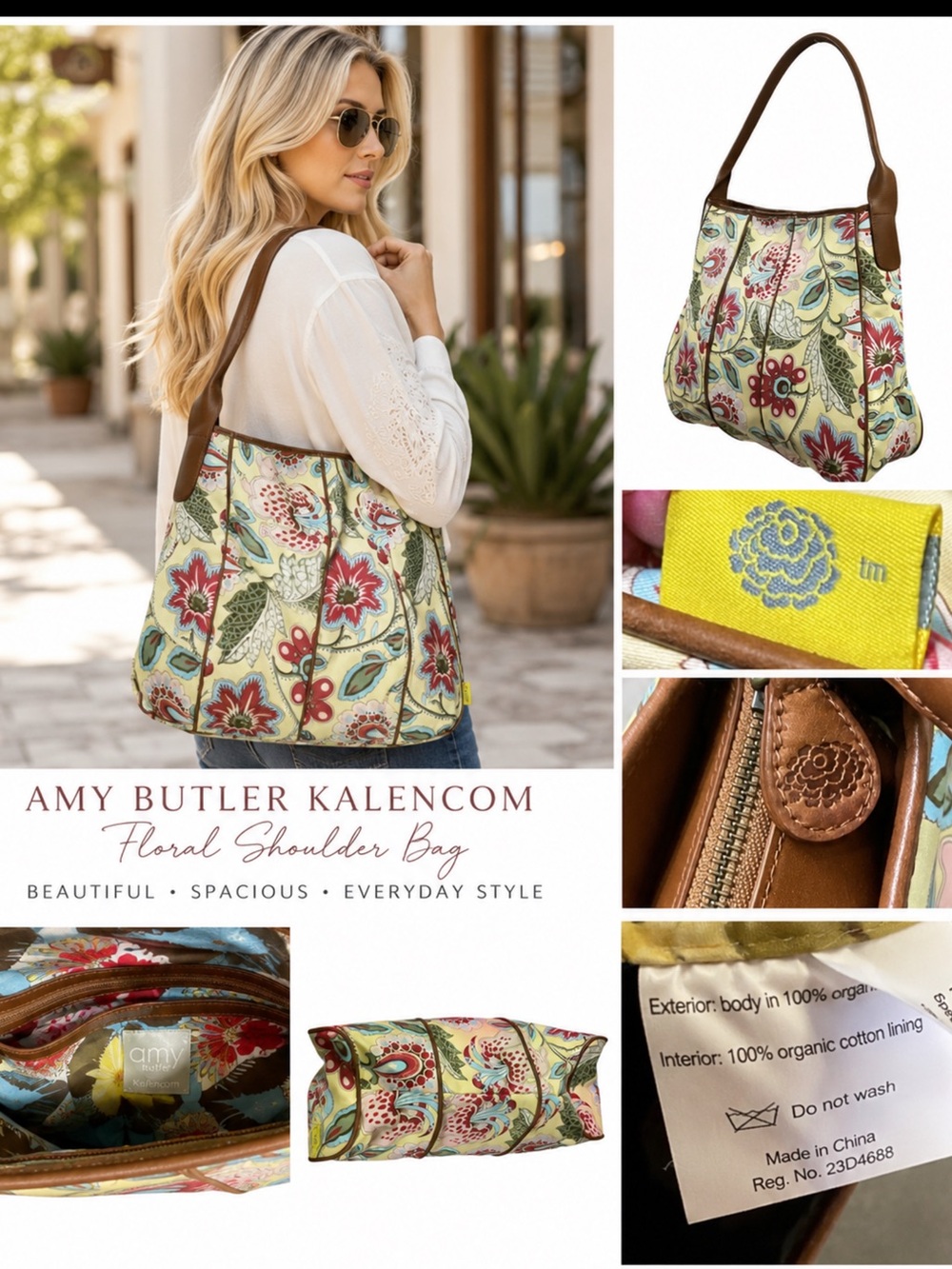 Amy Butler for Kalencom Floral Shoulder Bag  Multicolor